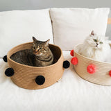 Pom Poms Pet Basket Dog Beds & Blankets Pet Clever 