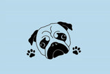 Pug Head Wall Decal Home Decor Dogs Pet Clever 