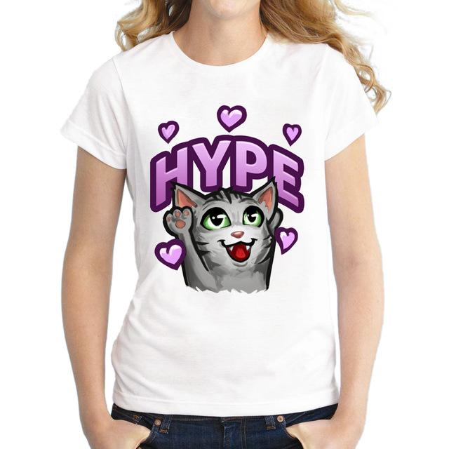 Purrfectly Hype Cat Printed T-Shirt T-shirt Pet Clever Beige XS 