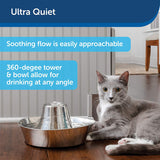 Quiet Bubbling Water Flow Pet Fountain Cat Bowls & Fountains Pet Clever 