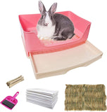 Rabbit Litter Box with Drawer Hamster Pet Clever Pink 