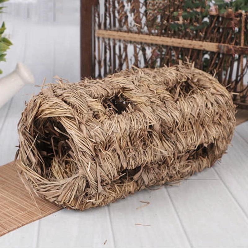 Rabbit Woven Straw House Rabbits Pet Clever 