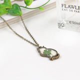 Retro Cat Design with Natural Dried Flower Necklace Cats Jewelry Pet Clever 