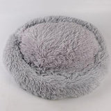 Round Fluffy Pet Bed ﻿ Dog Beds & Blankets Pet Clever Lightgrey S 