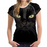 Round Neck Shirts with Cat Print Designs Cat Design T-Shirts Pet Clever Style 9 S 