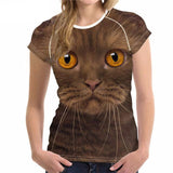 Round Neck Shirts with Cat Print Designs Cat Design T-Shirts Pet Clever Style 10 S 