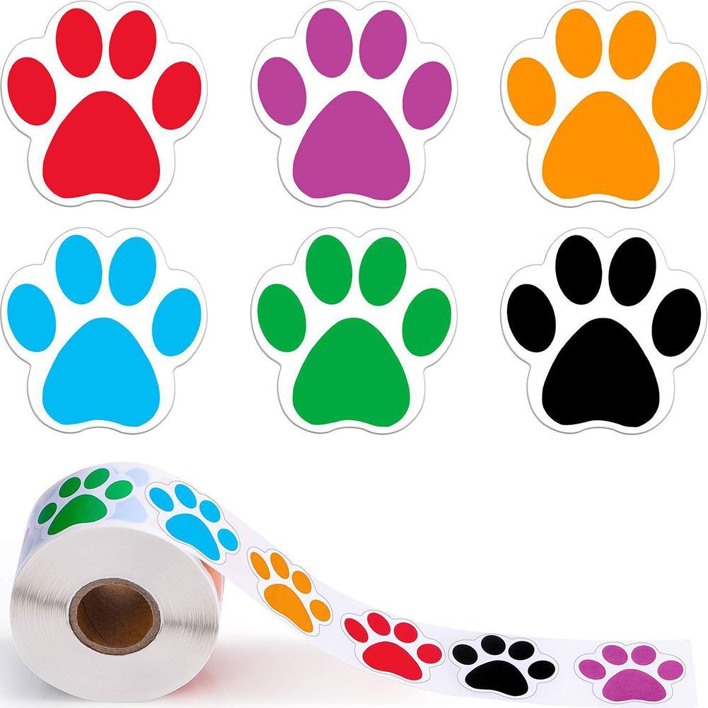 Round Paw Print Stickers Roll Cat Design Accessories Pet Clever 