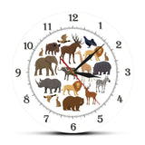Safari Jungle Animals Decorative Modern Wall Clock Living Room Wall Art Hanging Silent Clock Other Pets Design Accessories Pet Clever No Frame 