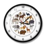 Safari Jungle Animals Decorative Modern Wall Clock Living Room Wall Art Hanging Silent Clock Other Pets Design Accessories Pet Clever Metal Frame 