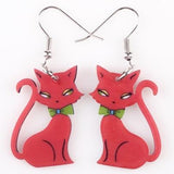 Sassy Cat Drop Earrings Cats Jewelry Pet Clever red 