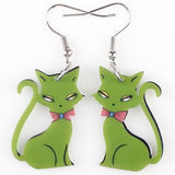 Sassy Cat Drop Earrings Cats Jewelry Pet Clever green 