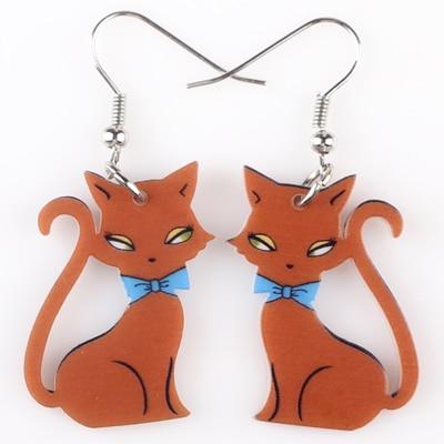 Sassy Cat Drop Earrings Cats Jewelry Pet Clever orange 