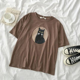 Serious Cat T-shirt Cat Design T-Shirts Pet Clever Milk coffee 