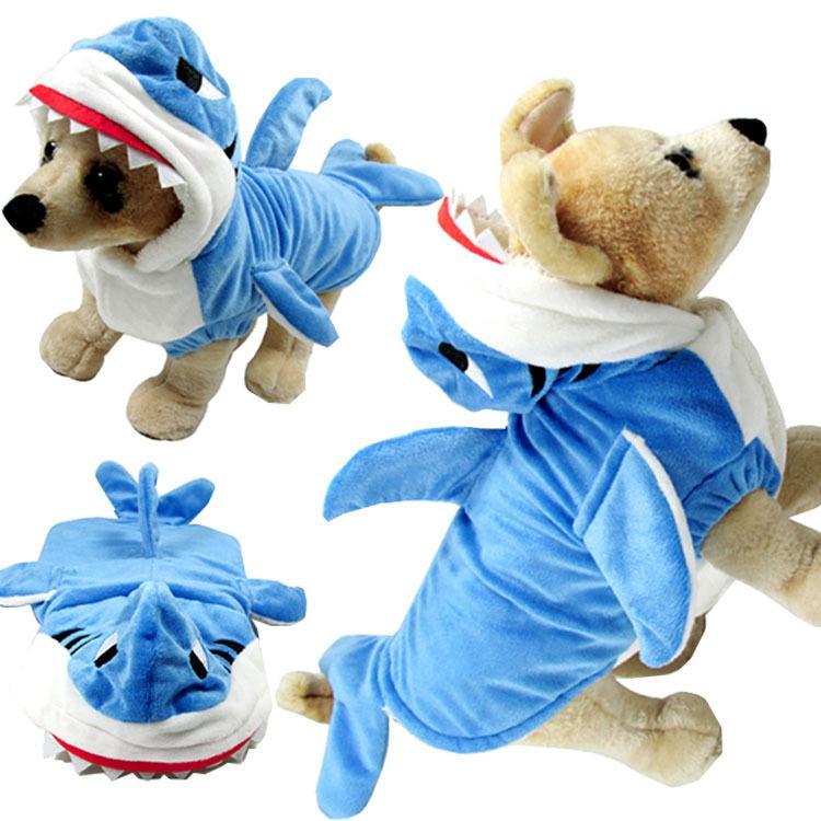 Shark Costume Clothes with Hoodie Jumpsuit Cat Clothing Pet Clever 