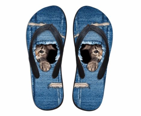 Shy Cat Flip Flops Cat Design Footwear Pet Clever 