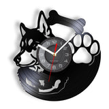Siberian Husky Vinyl Record Wall Clock Silent Non Ticking Clock Home Decor Dogs Pet Clever 