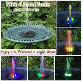 Solar Powered Water Fountains with Color LED Lights 7 Nozzles & 4 Fixers for Garden Small Pond Outdoor Swimming Pool Fish Tank Fountain Pump Pet Clever 