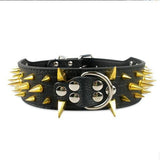 Spiked Leather Dog Collar(15 Colors) Spiked Leather Dog Collar(15 Colors) Pet Clever S Black Gold 