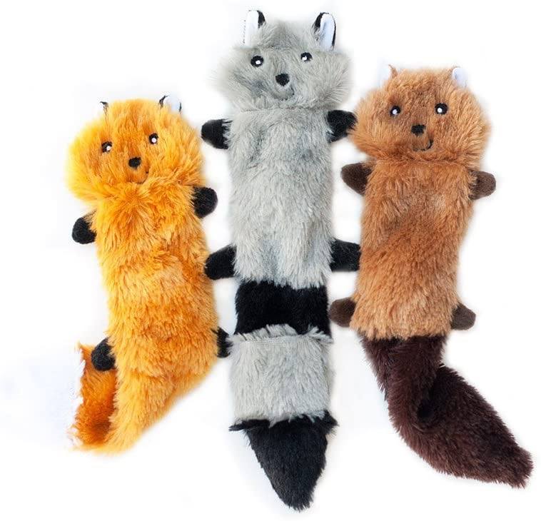 Squeaky Plush Dog Toy, Fox, Raccoon, and Squirrel Dog Toys Pet Clever Small 
