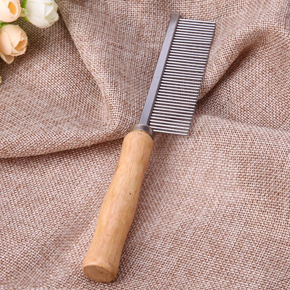 Stainless Steel Comb with Wooden Handle Grooming Tool Comb Pet Clever 