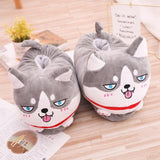 Stuffed Plush Indoor Shoes Dog Design Footwear Pet Clever Gray 