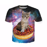 Stylish Cute Cat All Over Print T-Shirt Prints Cat Design T-Shirts Pet Clever Donuts Cat 4XL 