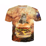 Stylish Cute Cat All Over Print T-Shirt Prints Cat Design T-Shirts Pet Clever Burger Cat 4XL 