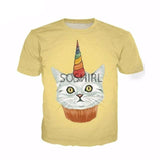 Stylish Cute Cat All Over Print T-Shirt Prints Cat Design T-Shirts Pet Clever Cake Cat 4XL 