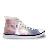 Stylish Women High-Top Canvas Cat Shoes Cat Design Footwear Pet Clever Design 2 
