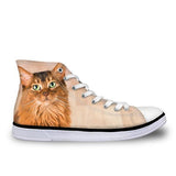 Stylish Women High-Top Canvas Cat Shoes Cat Design Footwear Pet Clever Design 3 