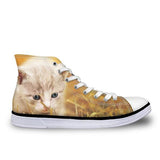 Stylish Women High-Top Canvas Cat Shoes Cat Design Footwear Pet Clever Design 1 