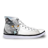 Stylish Women High-Top Canvas Eating Cat Shoes Cat Design Footwear Pet Clever US 5 - EU35 -UK3 