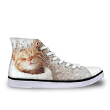 Stylish Women High-Top Canvas Sleeping Cat Shoes Cat Design Footwear Pet Clever US 5 - EU35 -UK3 
