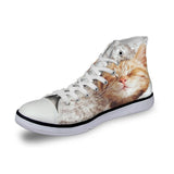 Stylish Women High-Top Canvas Sleeping Cat Shoes Cat Design Footwear Pet Clever 