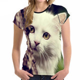 Stylish Women's Lovely Cat Printed Design Top Tees Cat Design T-Shirts Pet Clever Style 6 S 