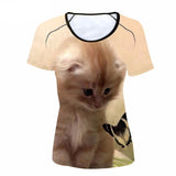 Stylish Women's Lovely Cat Printed Design Top Tees Cat Design T-Shirts Pet Clever 