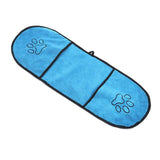 Super Drying Pet Towel with Paw Striped Pocket ﻿ Towels Pet Clever Sky Blue Double Layer 