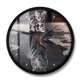Tabby Kitten Reflection White Tiger Motivational Wall Art Home Decor Clock Home Decor Cats Pet Clever Metal Frame 