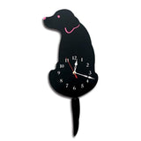 Tail Wagging Labrador Dog Wall Clock Home Decor Dogs Pet Clever Black 