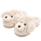 Teddy Dog Design Warm Memory Foam Soft Fleece Plush Dog Design Footwear Pet Clever White 6.5-7 Women/5-6 Men 