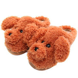 Teddy Dog Design Warm Memory Foam Soft Fleece Plush Dog Design Footwear Pet Clever Orange 6.5-7 Women/5-6 Men 