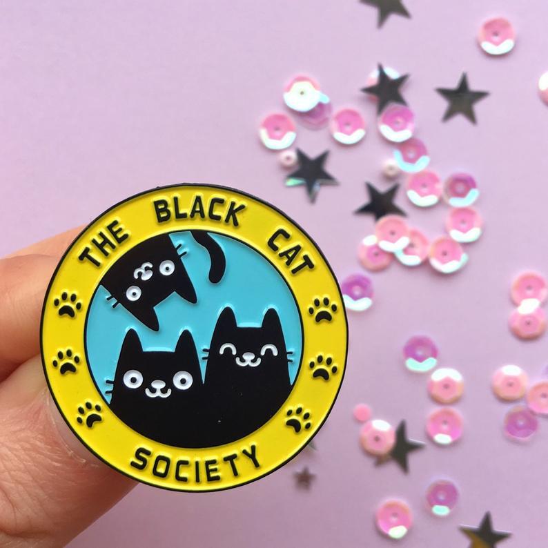 The Black Cat Society Enamel Brooch Cat Design Accessories Pet Clever 