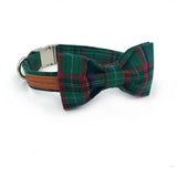 The Green Plaid™ Fashion Pet Set of Collar & Leash Artist Collars & Harnesses Pet Clever collar with bowtie XS 