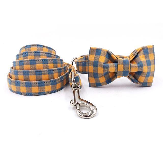 The Orange Plaid™ Fashion Pet Set of Collar & Leash Artist Collars & Harnesses Pet Clever collar bow and leash XS 