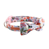 The Pink Floral ™ Fashion Pet Set of Collar & Leash Artist Collars & Harnesses Pet Clever collar with bowtie XS 
