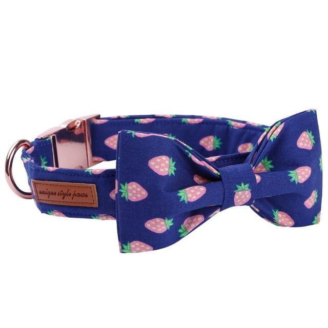 The Strawberry™ Fashion Pet Set of Collar & Leash Artist Collars & Harnesses Pet Clever collar and bow XS 