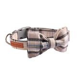 The White Plaid™ Fashion Pet Set of Collar & Leash Artist Collars & Harnesses Pet Clever collar with bowtie XXS 