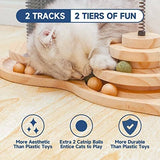Tiers Wooden Ball Track with sisal Rope Scratcher Cat Pet Clever 