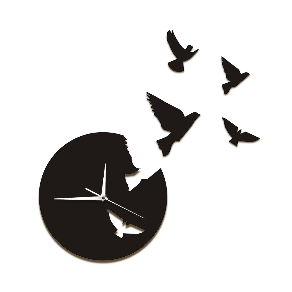 Time Flies Animals Clock Flying Birds Wall Clock Decorative Birds Wall Art Clock Other Pets Design Accessories Pet Clever 