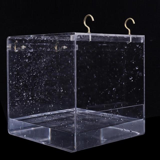 Transparent Pet Bird Bath House with Hanging Hooks Bird Bath Pet Clever Small 